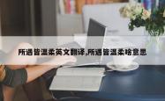 所遇皆温柔英文翻译,所遇皆温柔啥意思